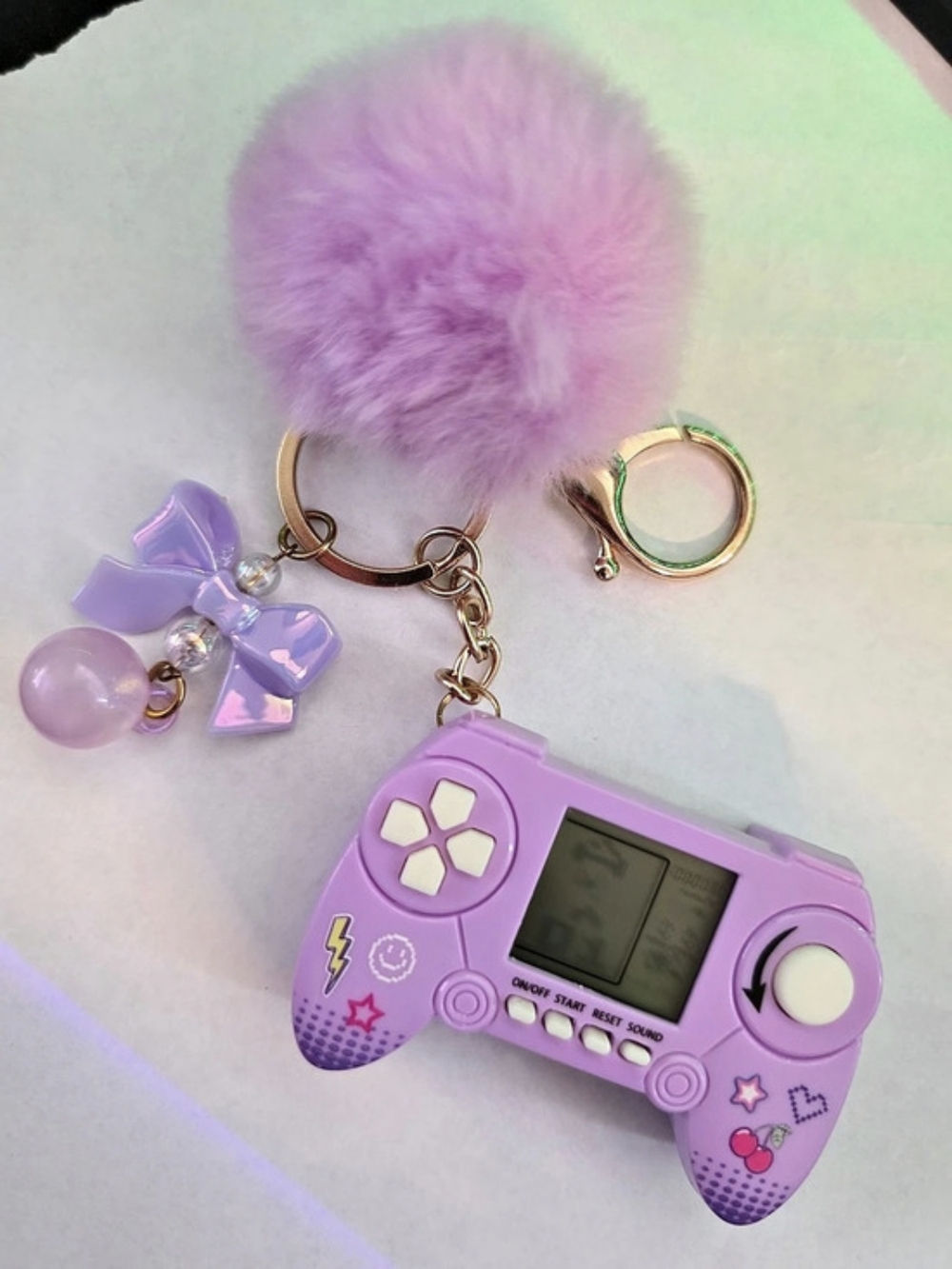 Pink & Purple Keychain Charm Set Like New Retro Games